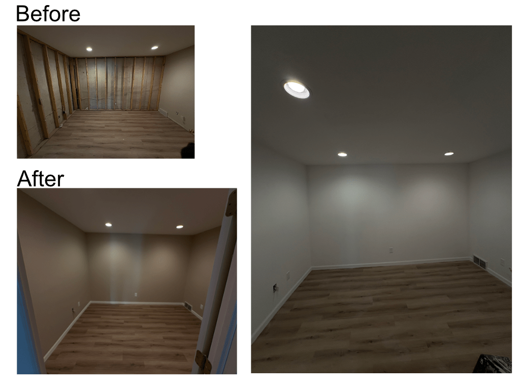 Drywall basement room